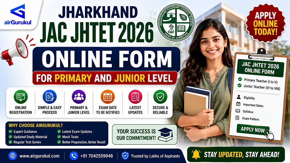 Jharkhand JHTET 2026 online application for Primary and Junior Level teacher eligibility test