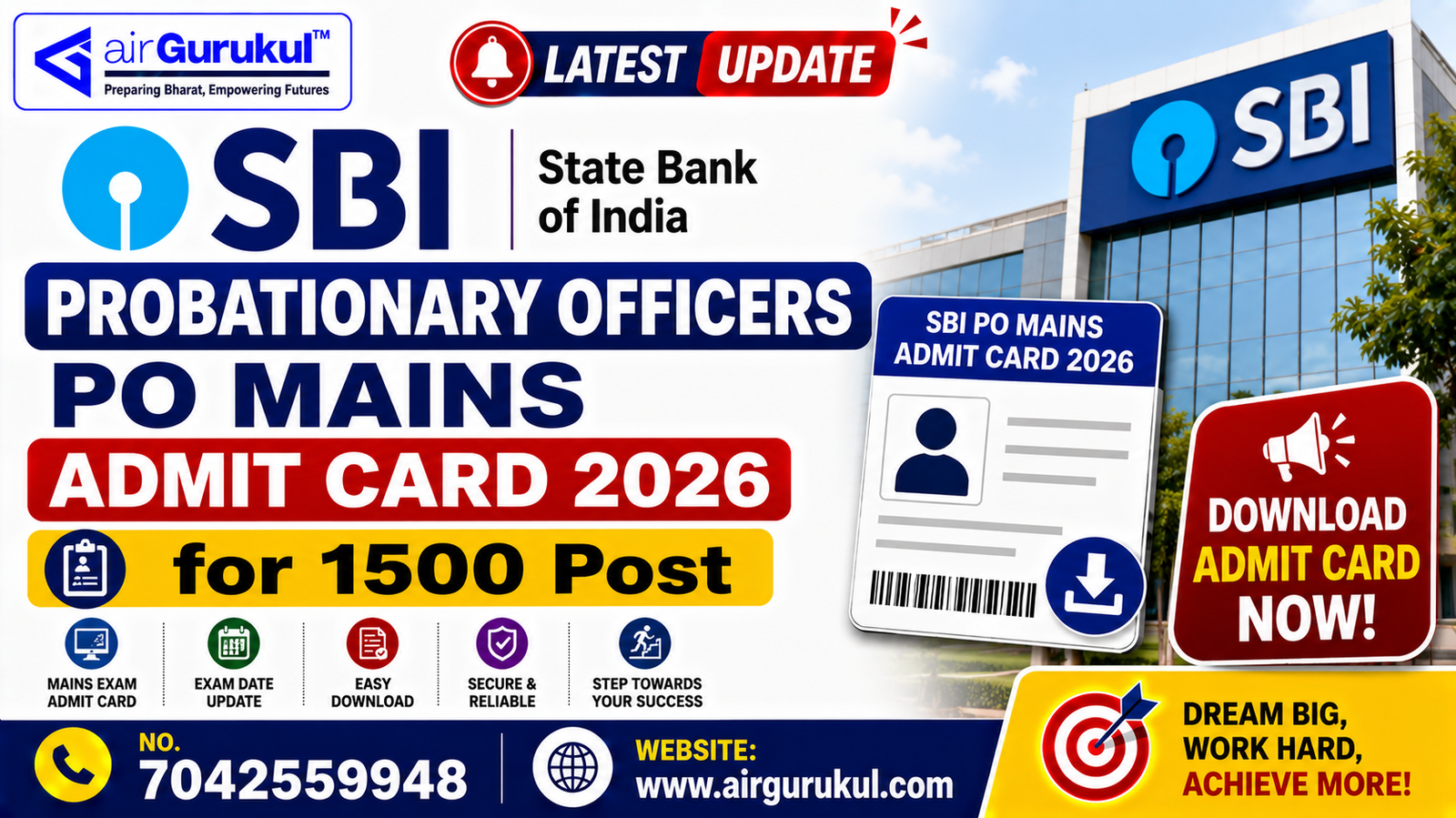 SBI PO Mains Admit Card 2026 for Probationary Officer Exam