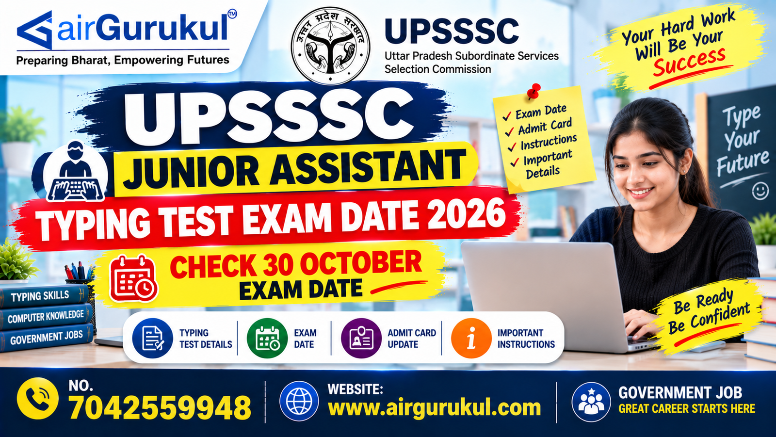 UPSSSC Junior Assistant Typing Test Exam Date 2026 for 2702 posts