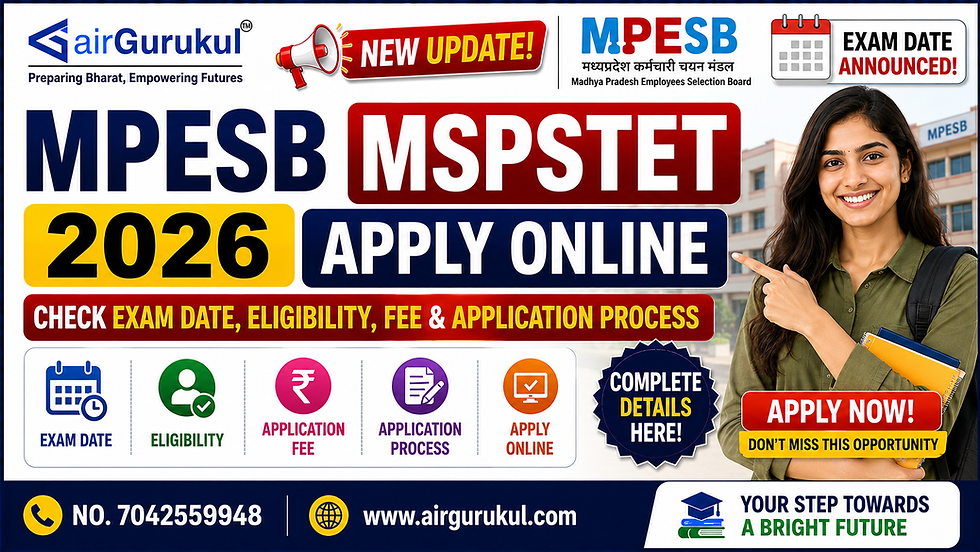 MPESB MSPSTET 2026 Apply Online Check Exam Date, Eligibility, Fee and Application Process