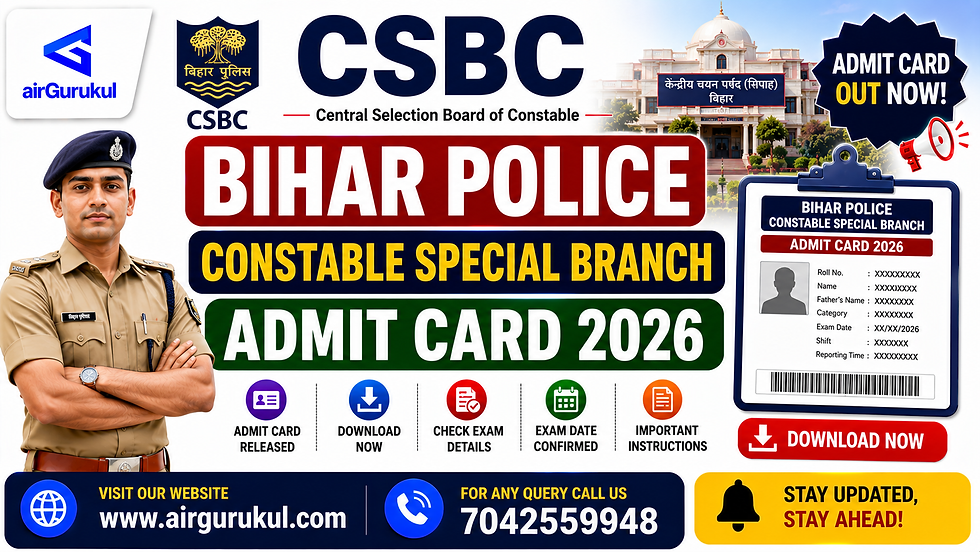 CSBC Bihar Police Constable Special Branch Admit Card 2026 Download