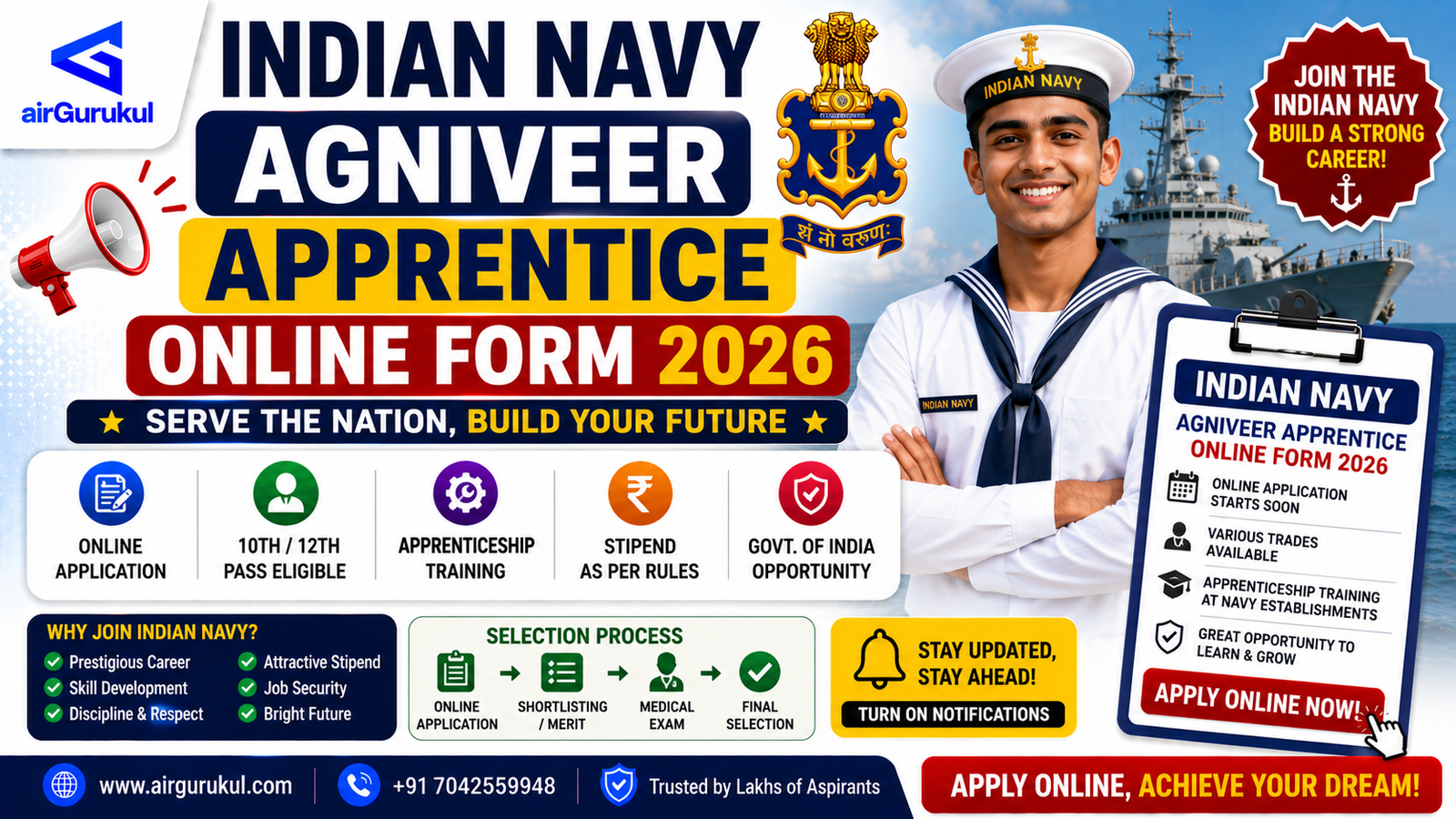 Indian Navy Agniveer Apprentice Online Form 2026 application process and eligibility details