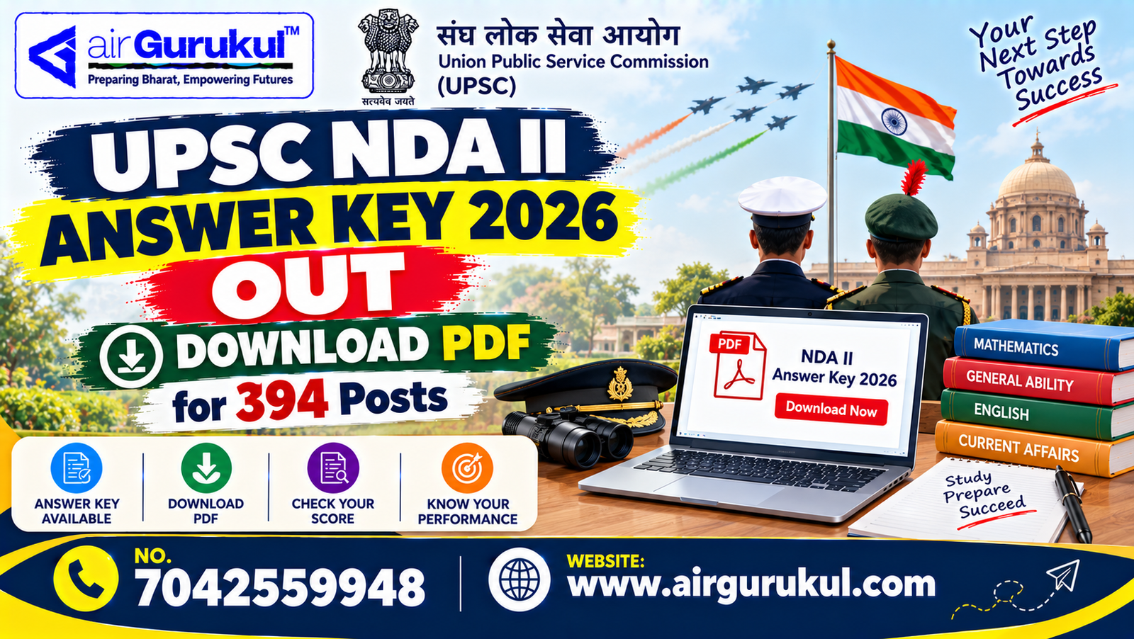 UPSC NDA II Answer Key 2026 for Mathematics and GAT papers