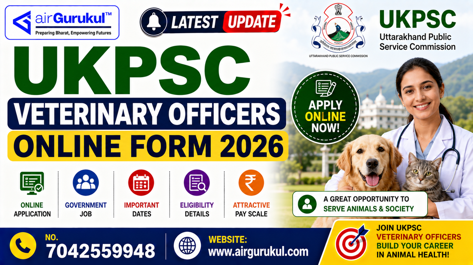 UKPSC Veterinary Officers Recruitment 2026 notification for 25 Veterinary Officer posts