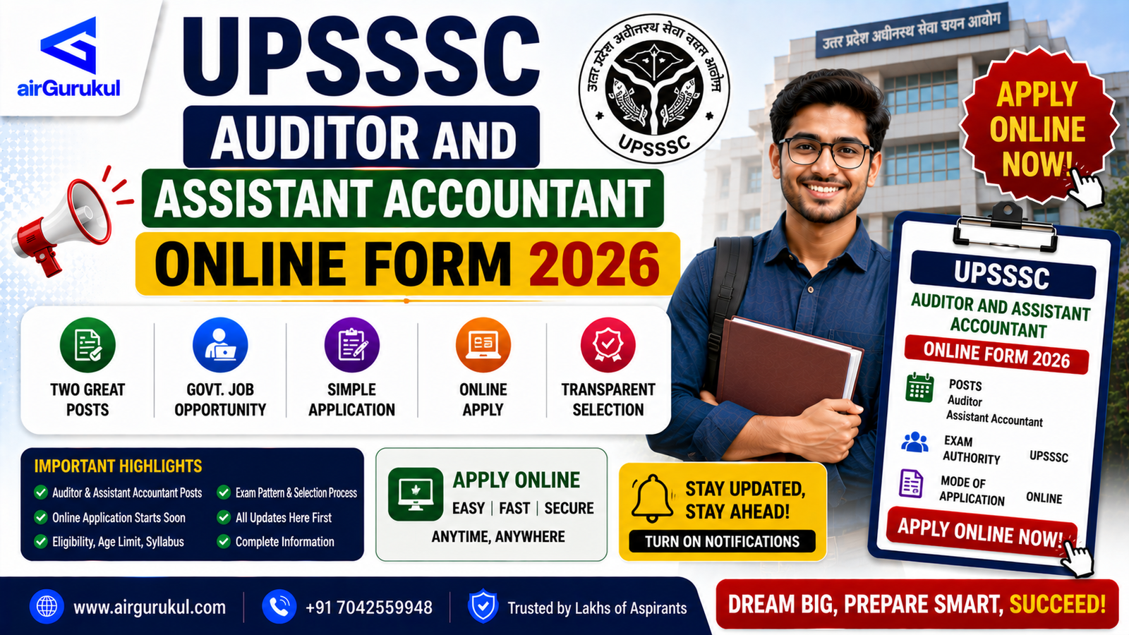 UPSSSC Auditor and Assistant Accountant Recruitment 2026 online application for 1829 posts