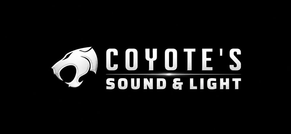 Coyote's Sound & Light logo op zwarte achtergrond