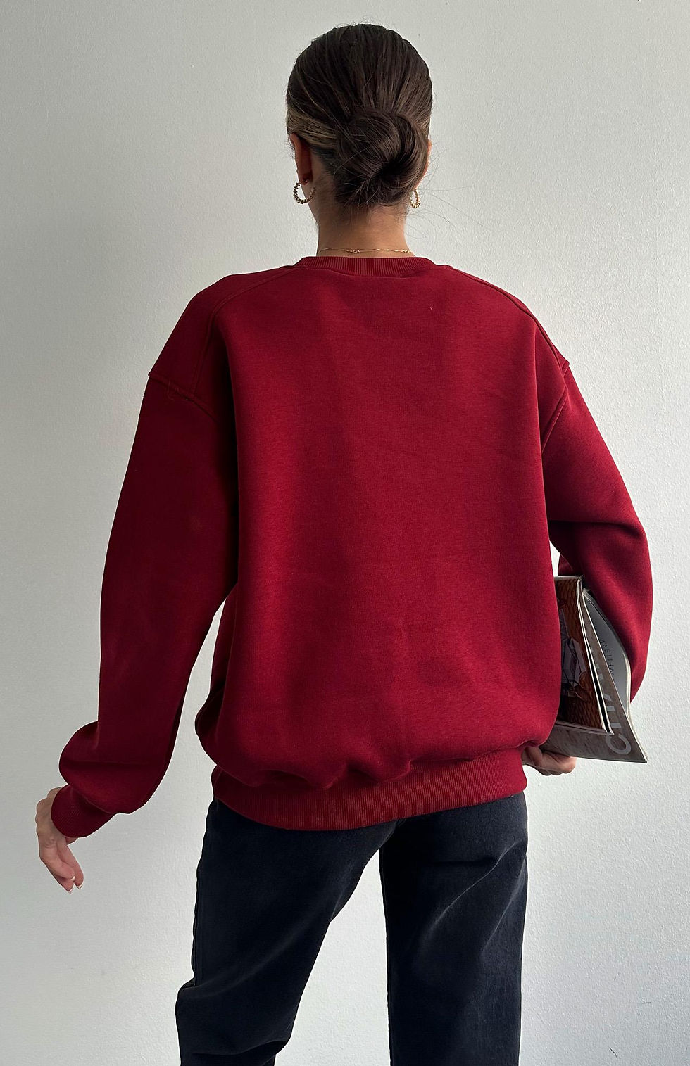 Küçük resim: Lavida Omzu Ribana Bisiklet Yaka Basic Şardonlu Kadın Sweatshirt