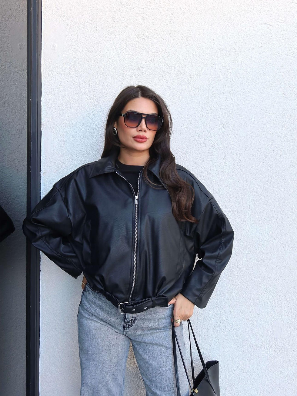 Küçük resim: Lavida Kemer Detay İçi Peluş Kadın Bomber Deri Ceket