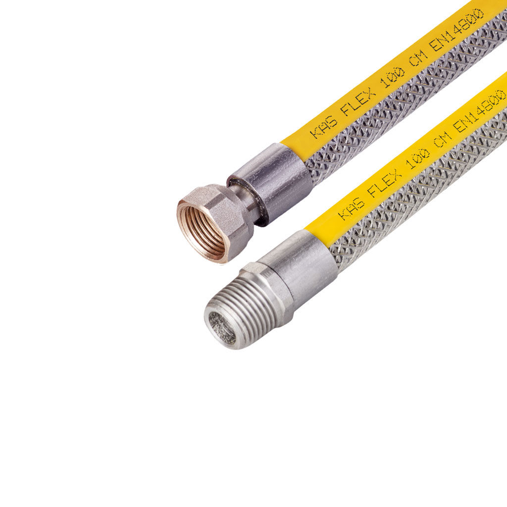 KAS Örgülü Doğalgaz Bağlantı Flexi Somun Nipel 1/2″-1/2″