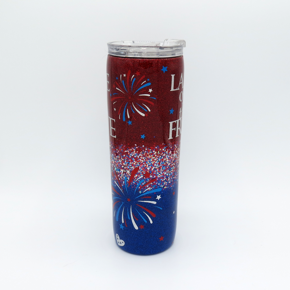 Thumbnail: Home of the Brave, Land of the Free - 4th of July Glitter Skinny Tumbler