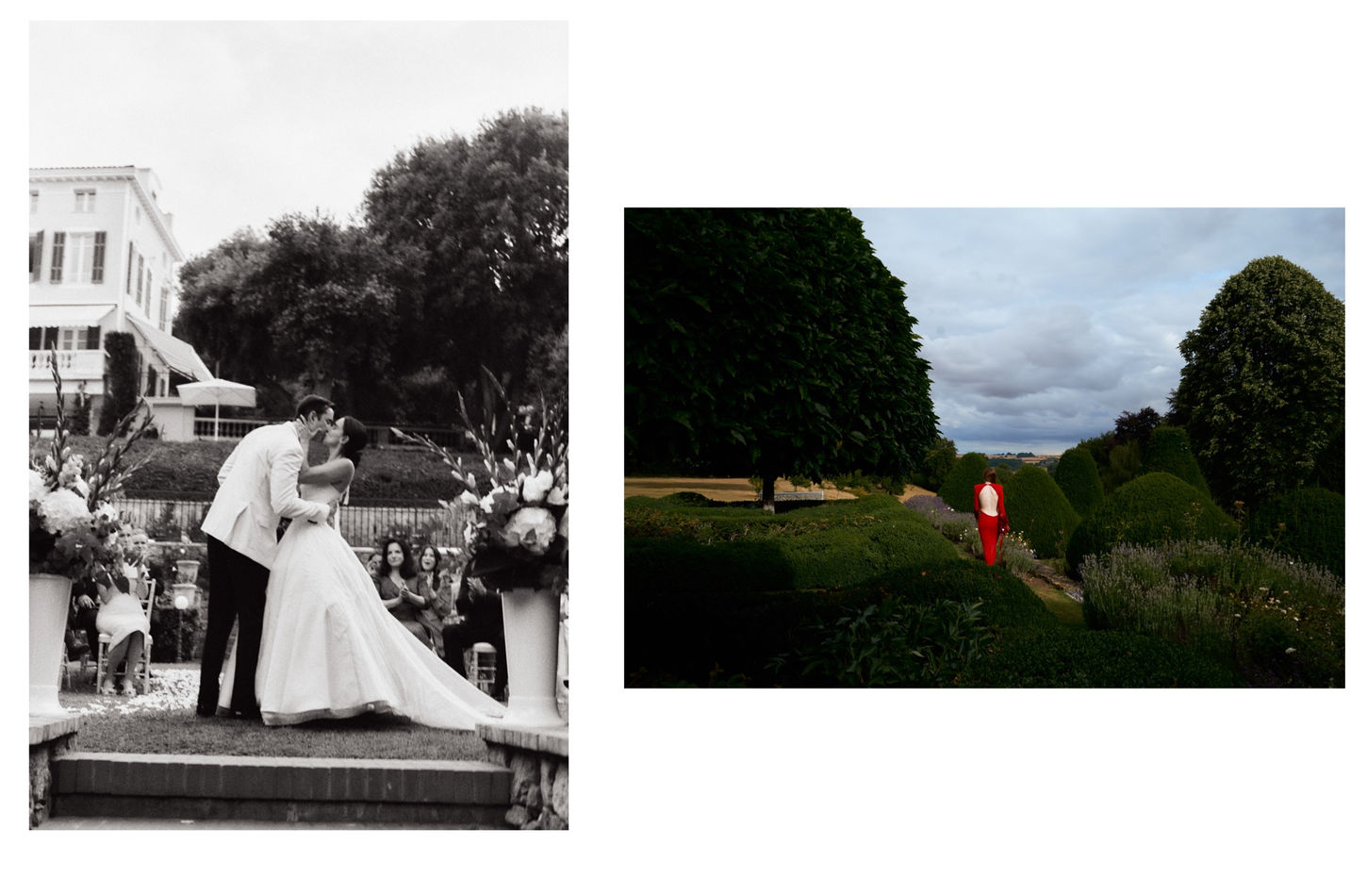 bride and groom kissing at ceremony south of france intimate wedding