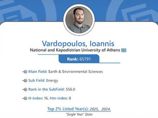 Ένας Νεοσμυρνιώτης στην παγκόσμια επιστημονική ελίτ: Ο Δρ. Ιωάννης Βαρδόπουλος στο 2% των πιο επιδραστικών ερευνητών του κόσμου