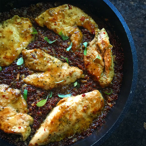 Marinated Chicken on a Bed of Red Quinoa