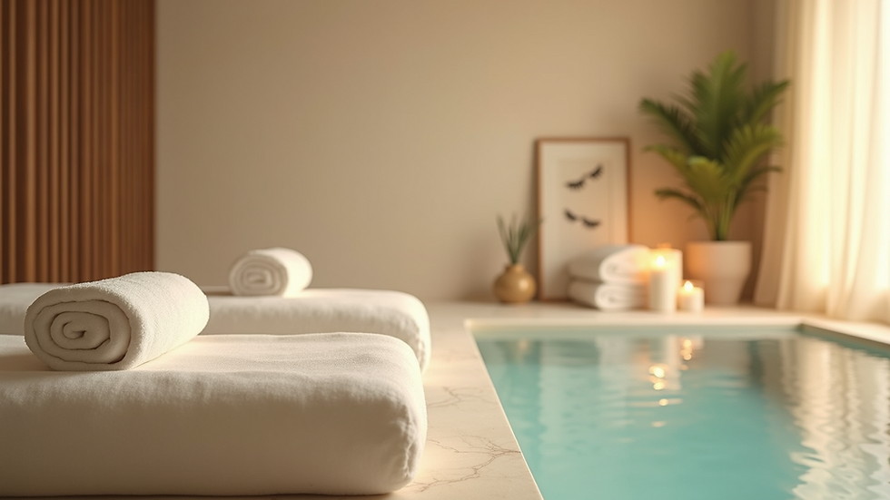 Close-up view of a serene spa setting with calming decor