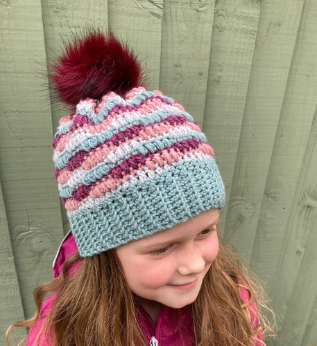 Pom Pom Free Crochet Chevron Hat Pattern Puffed Chevron Beanie Hat