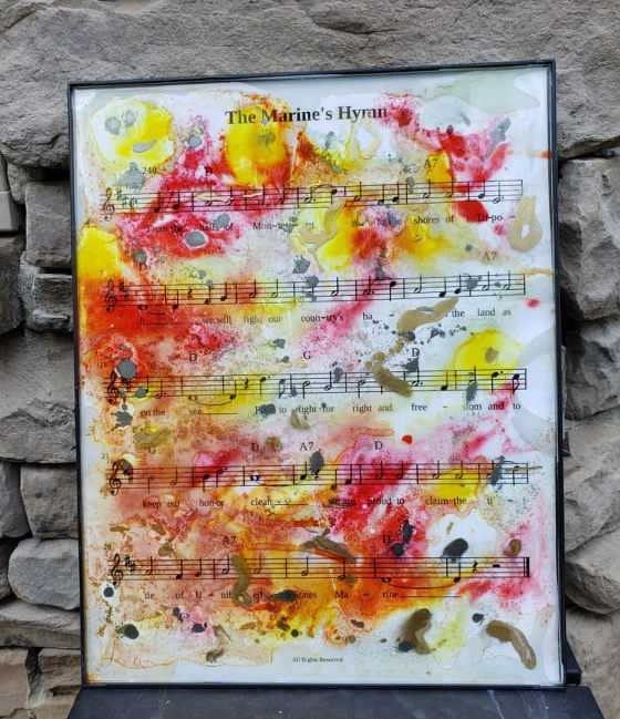 11"x 14" Framed Marine's Hymn Glass Art