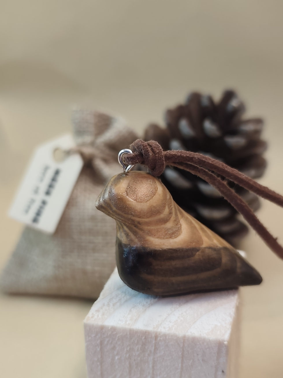 Hand-carved Wooden Bird Necklace