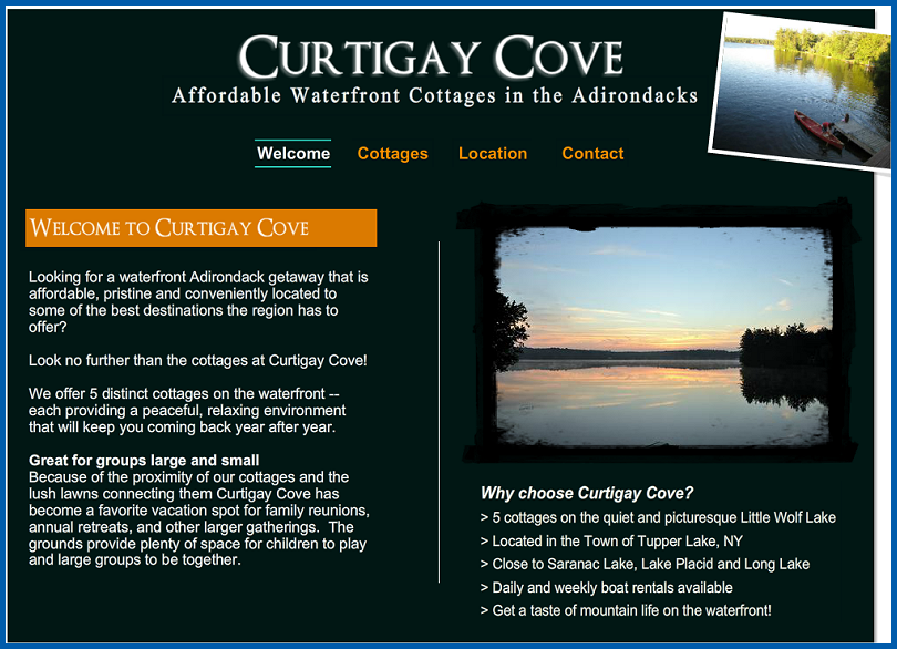 Microsite for mountain cabin resort