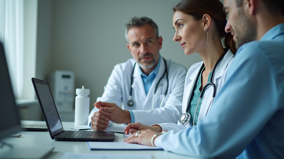 Eye-level view of a healthcare professional discussing patient care