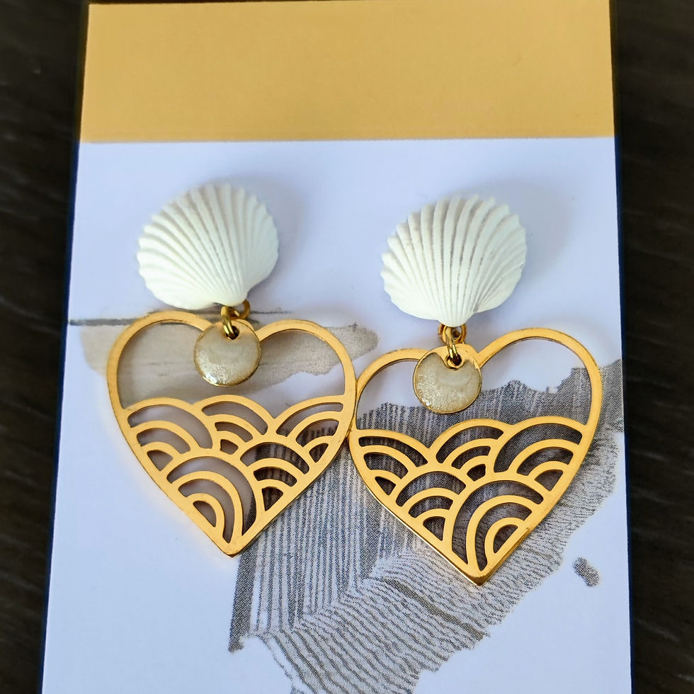 Miniature : Boucles coquillages  et pendants en acier inoxydable doré 