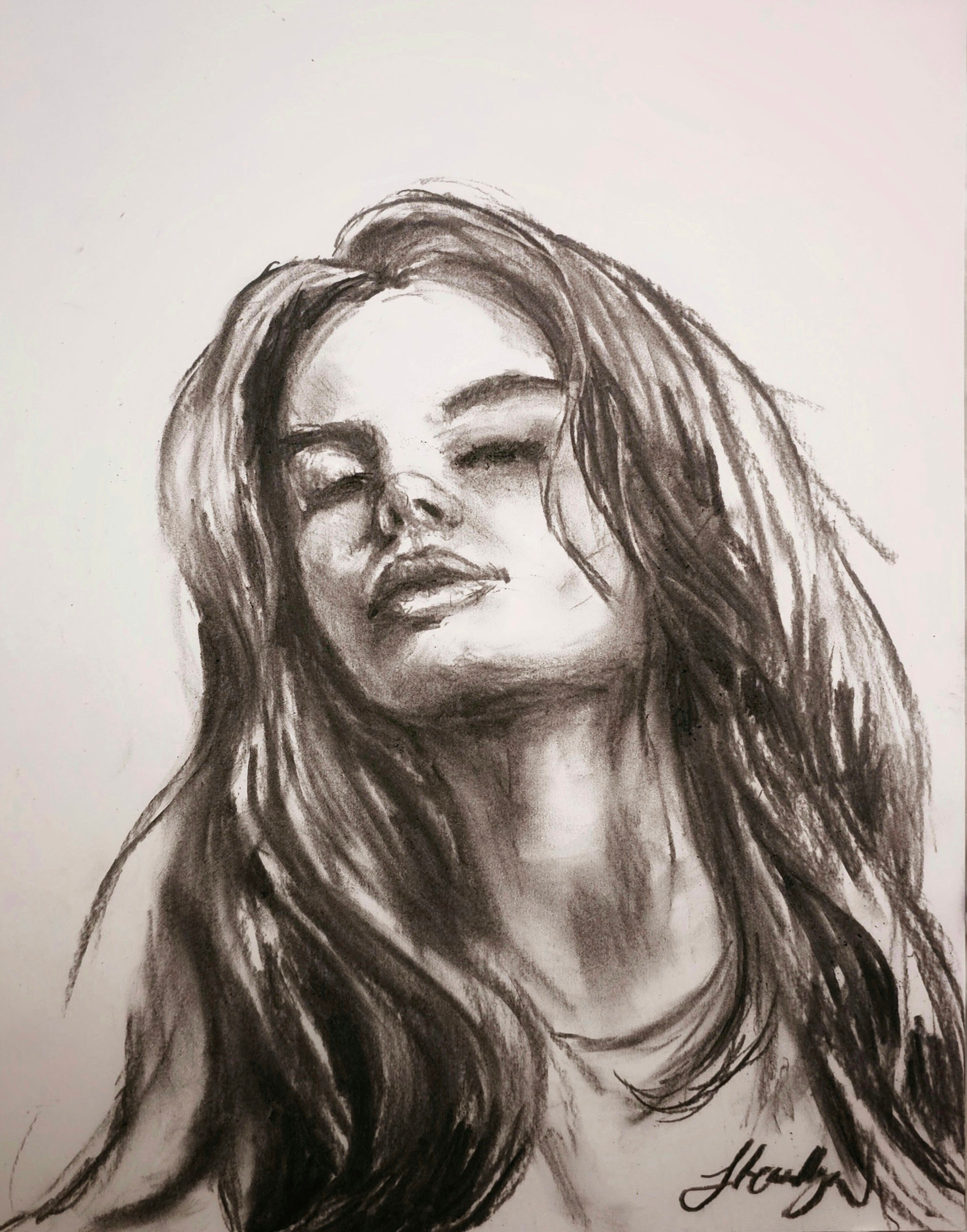 Charcoal Original Drawing "Ever"