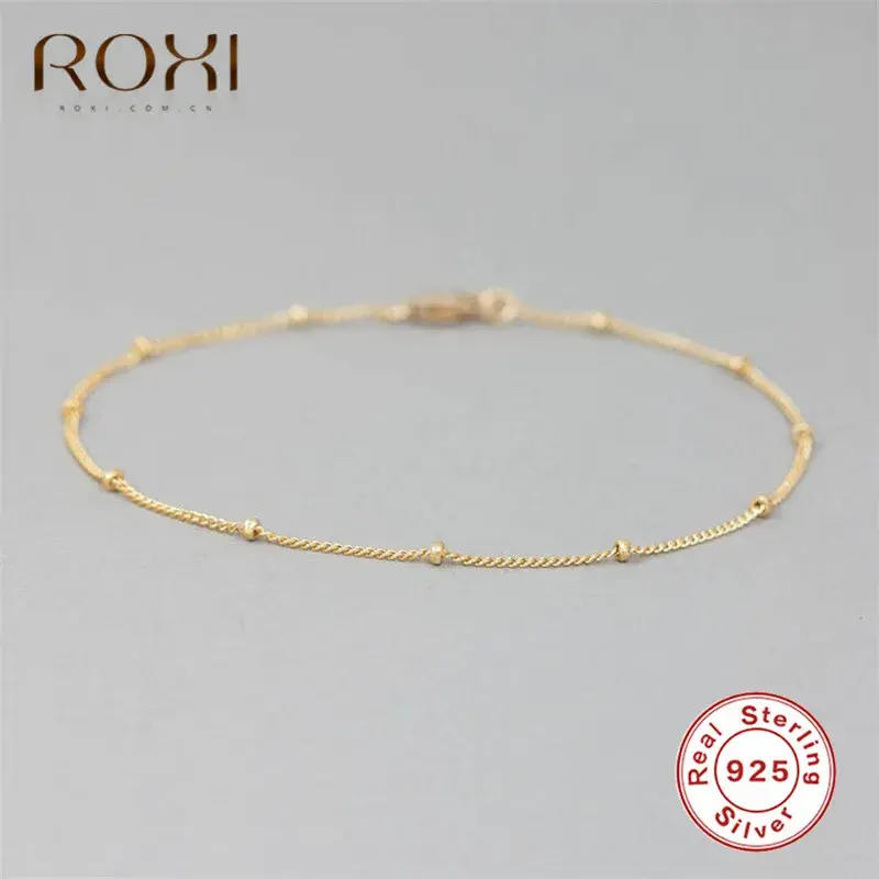 Thumbnail: ROXI 925 Sterling Silver Bracelet Tiny Thin Beads Curb Chain Bracelet