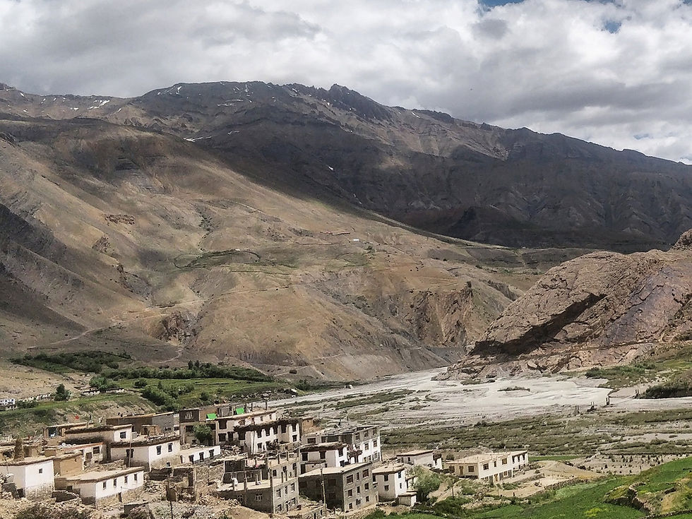 Mud houses on route pin valley national park Spiti India
