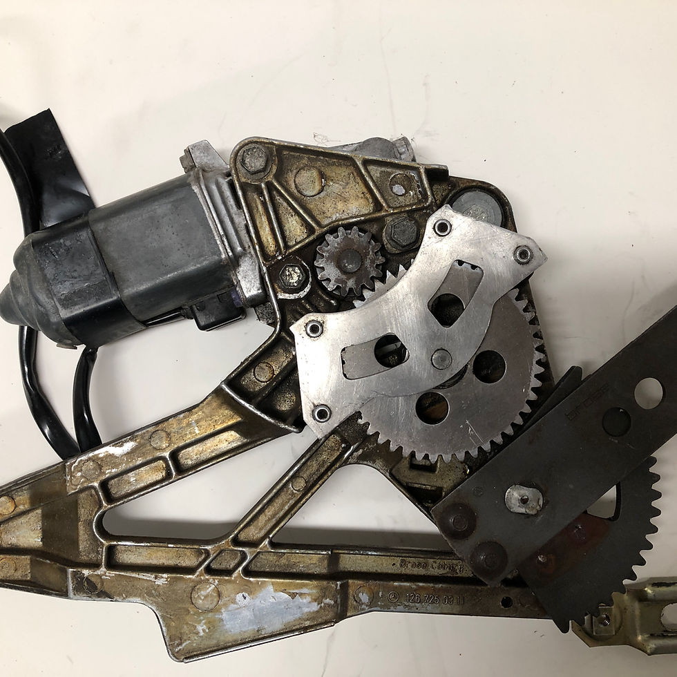 Thumbnail: Mercedes W126 Window Regulator with motor front close up