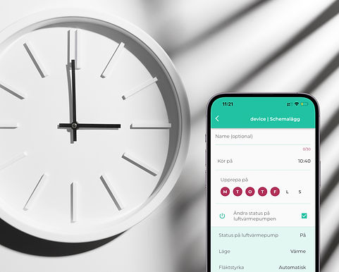 Sensibo installningar i app för schema styrning