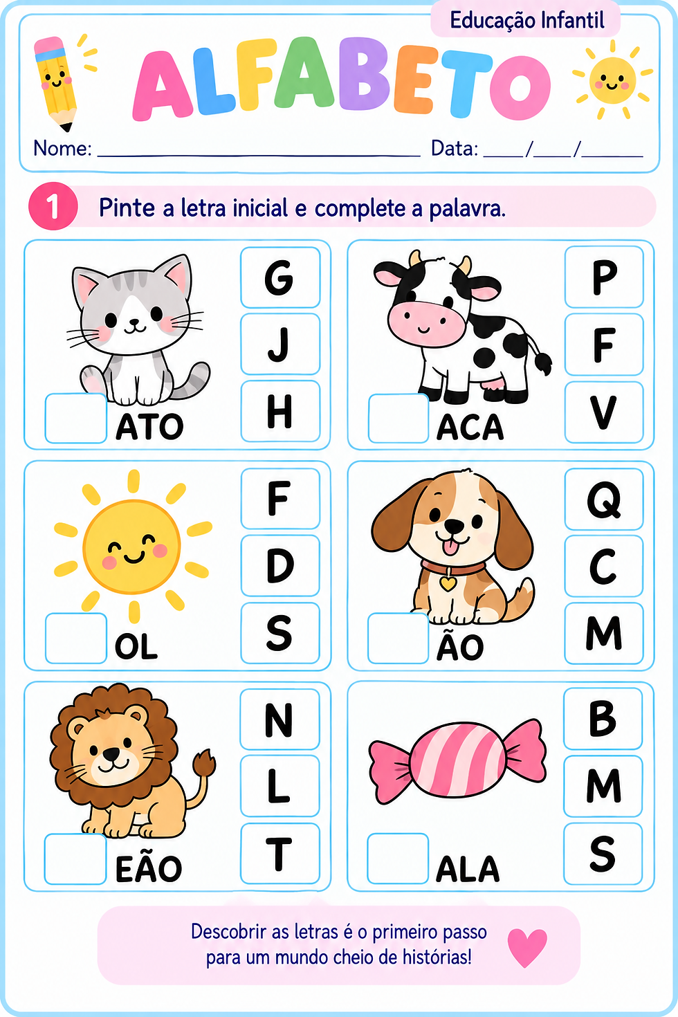 Atividade Alfabeto Educação Infantil