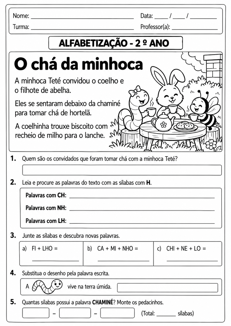 Atividade Alfabetizacao 2 ano