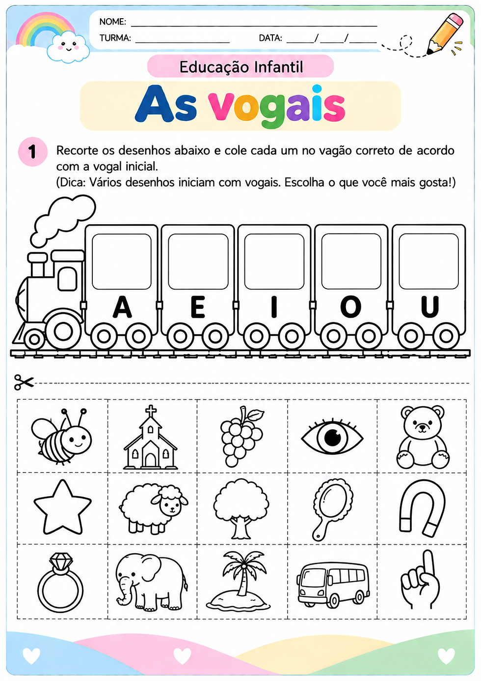 Atividade com Vogais para Educação Infantil