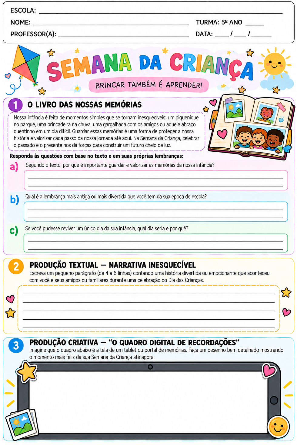 Atividade Dia da Criança 5 ano