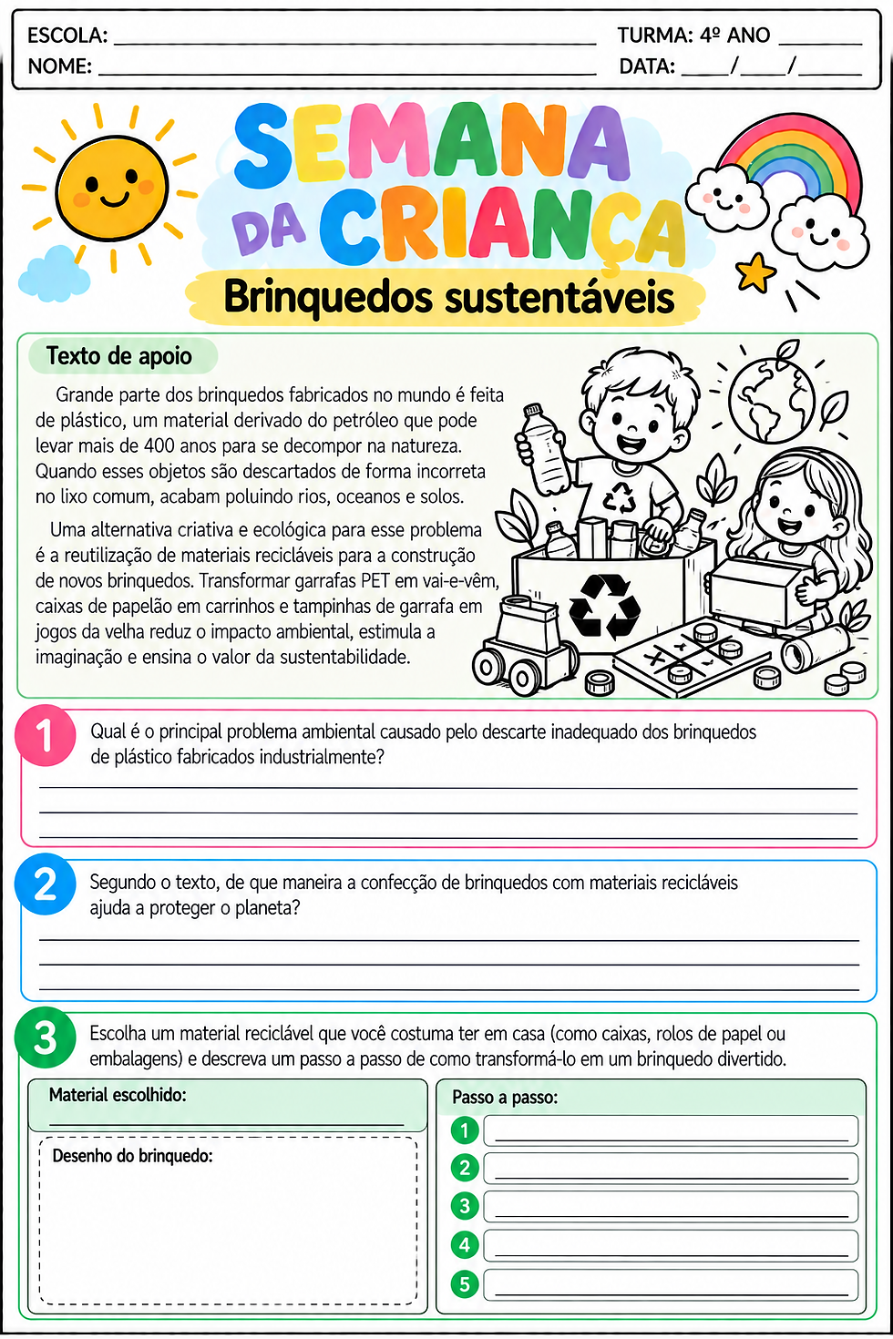 Atividade Dia das Crianças 4 ano