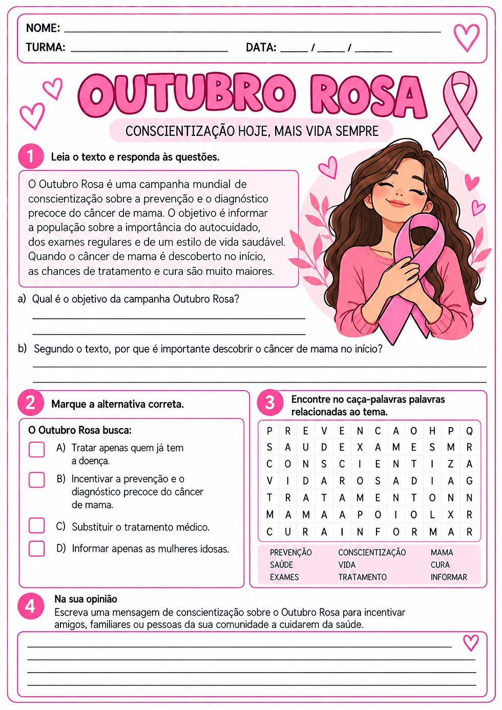 Atividade Outubro Rosa