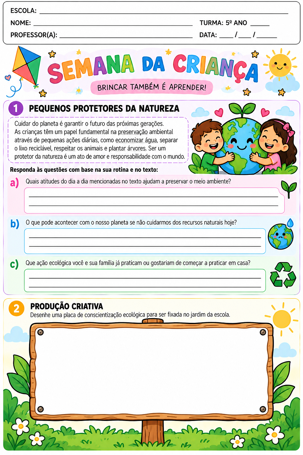 Atividade Dia da Criança 5 ano