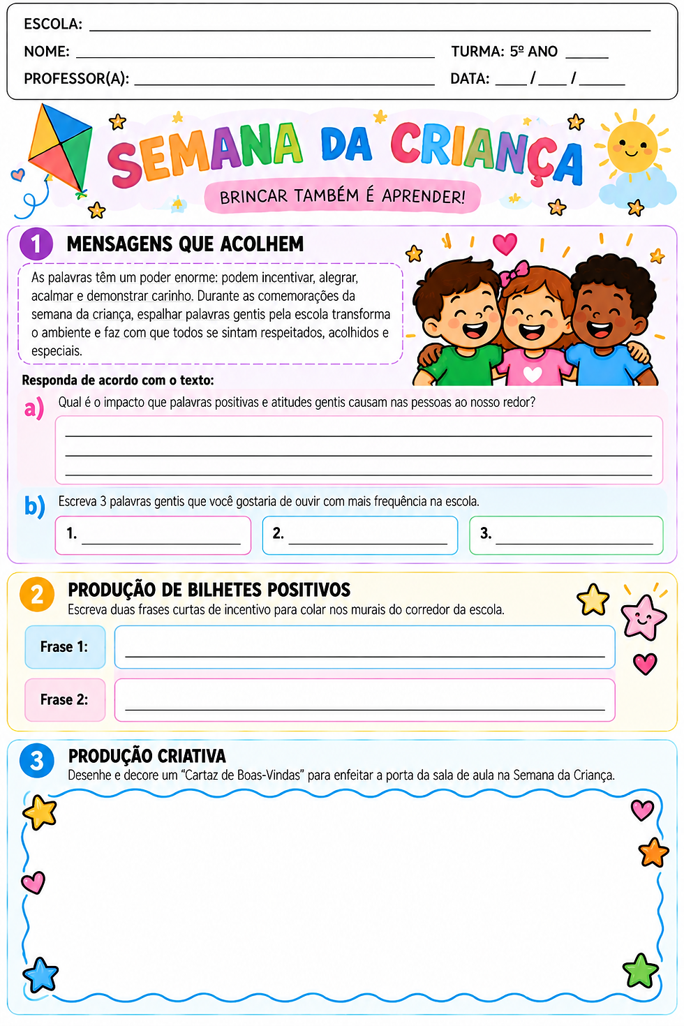 Atividade Dia da Criança 5 ano