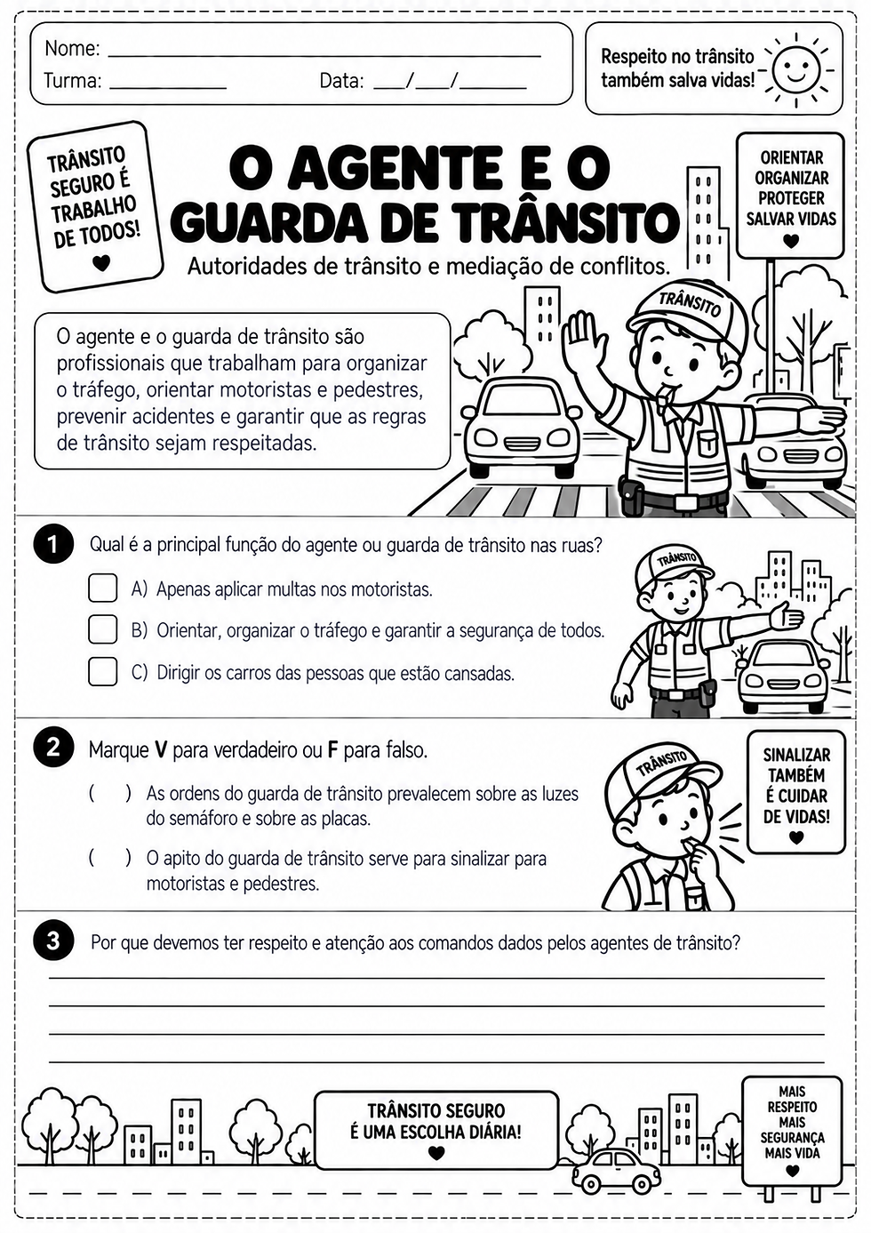 Atividade Transito Ensino Fundamental