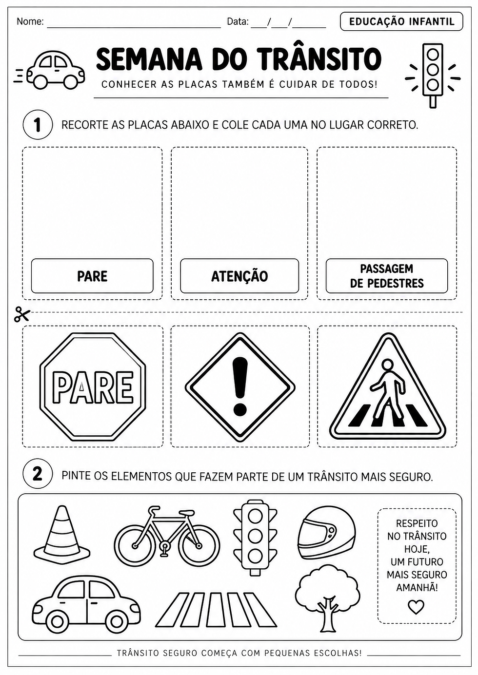Atividade para Semana do Trânsito na Educação Infantil