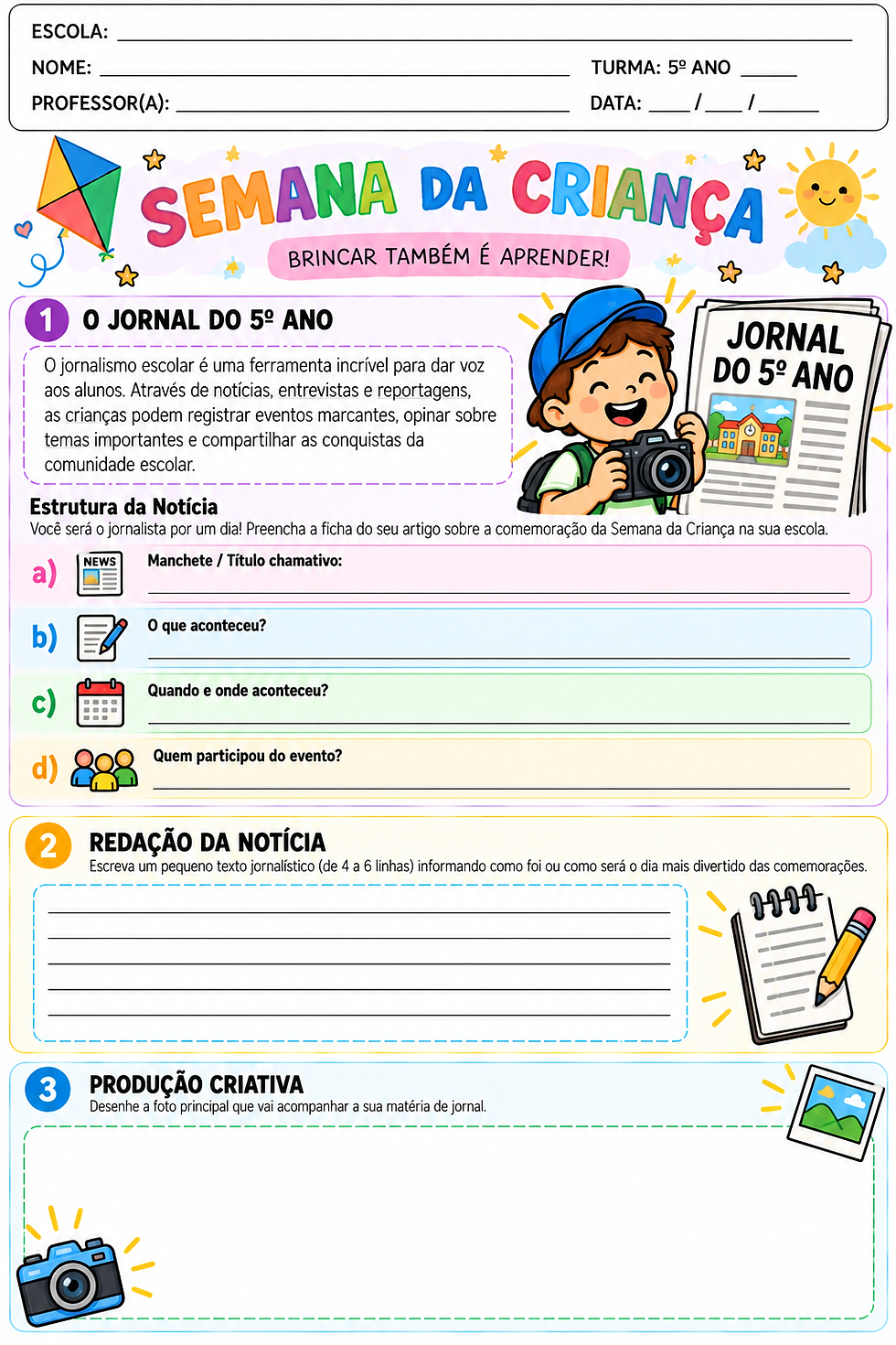 Atividade Dia da Criança 5 ano