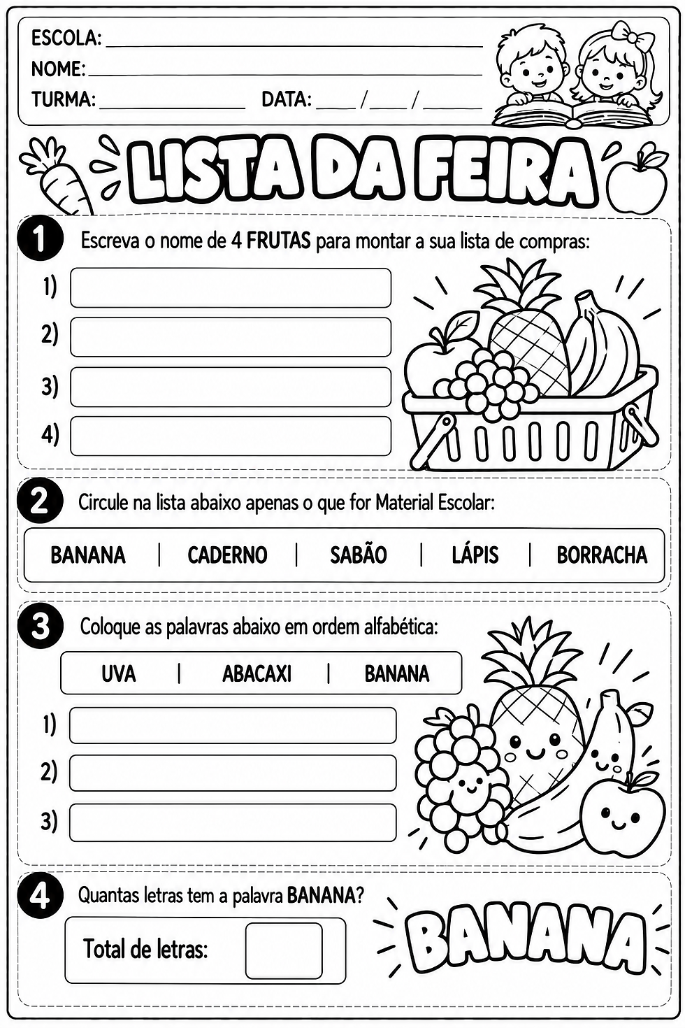 Atividade Português 1 ano