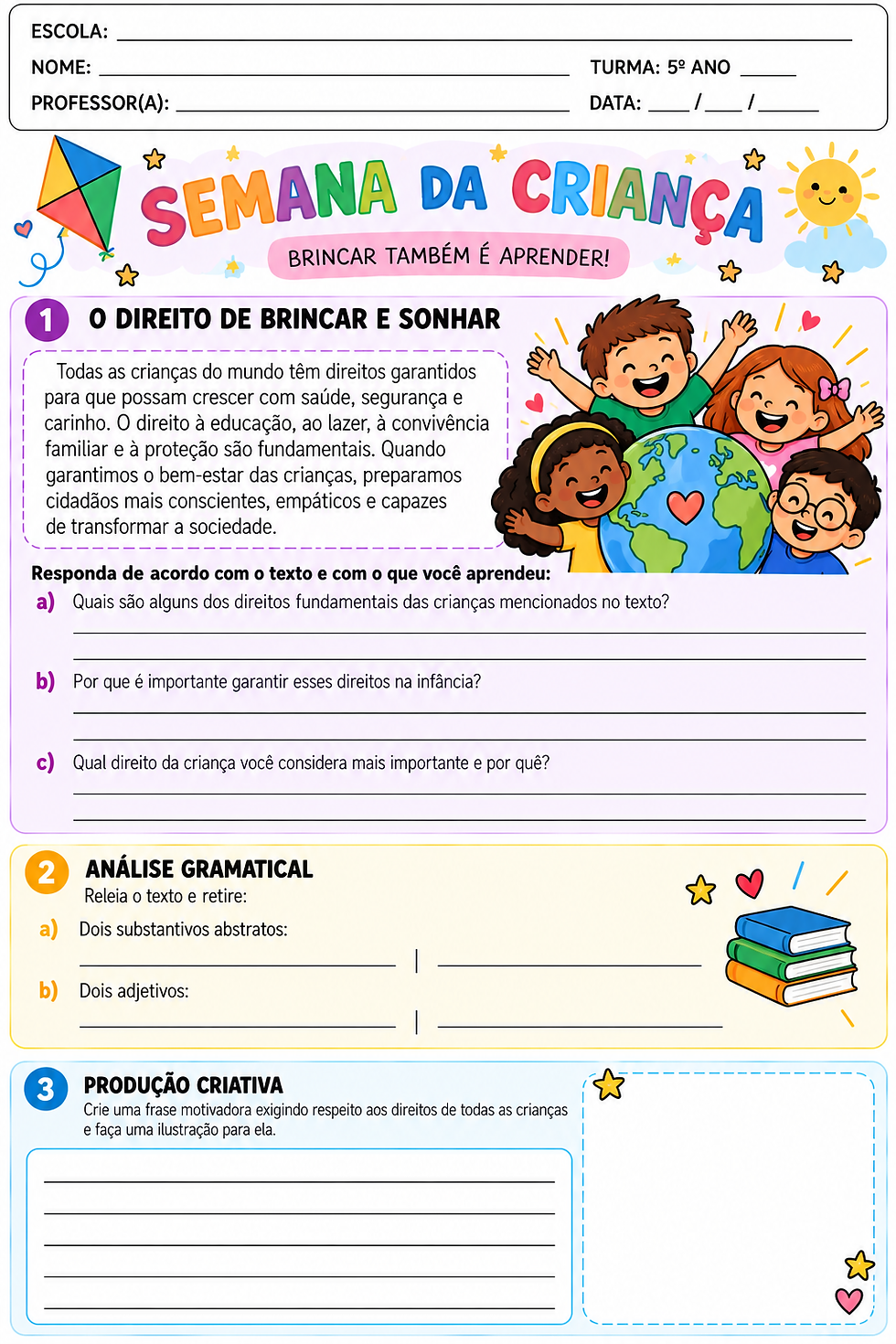 Atividade Dia da Criança 5 ano