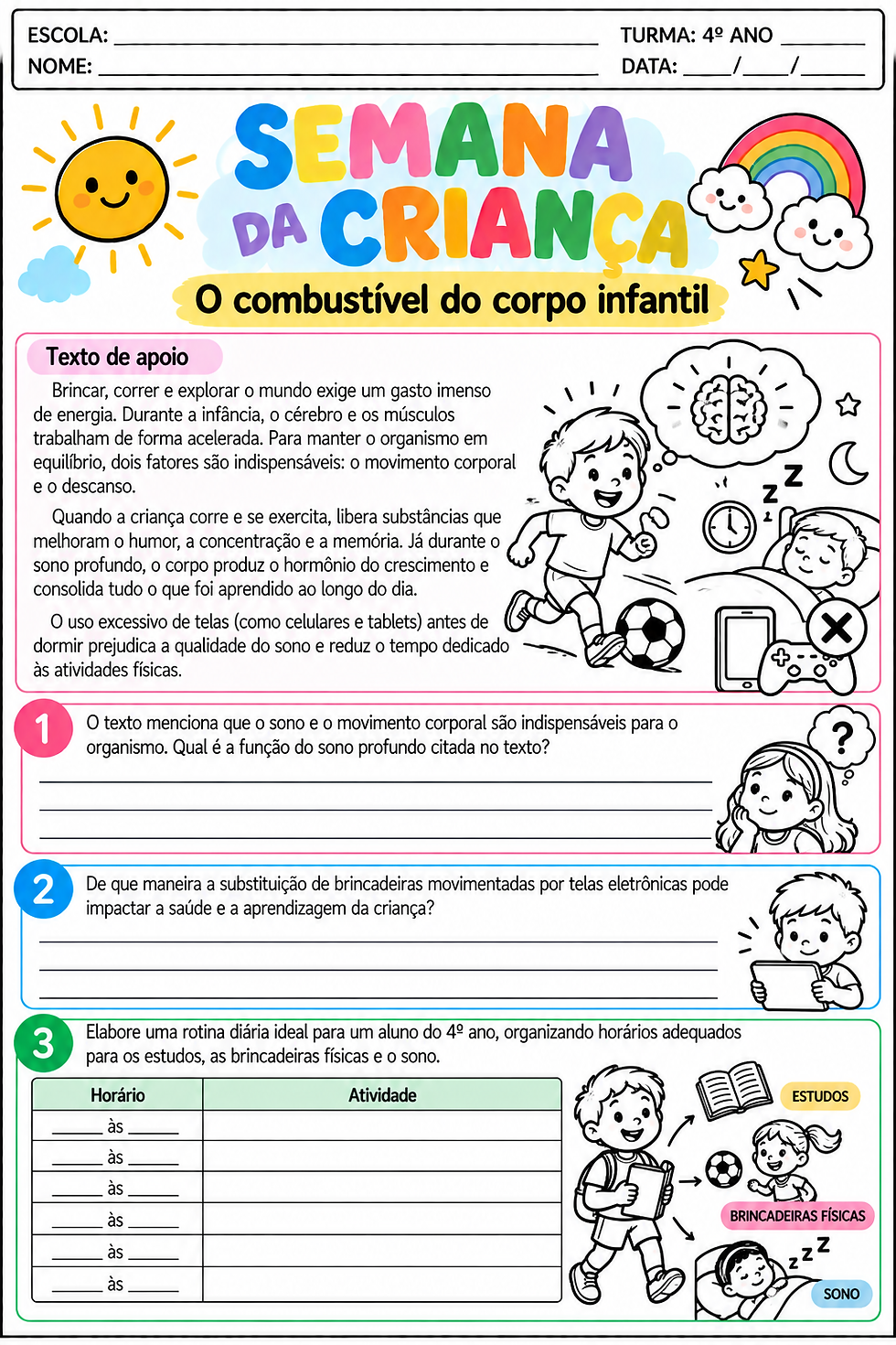 Atividade Dia das Crianças 4 ano