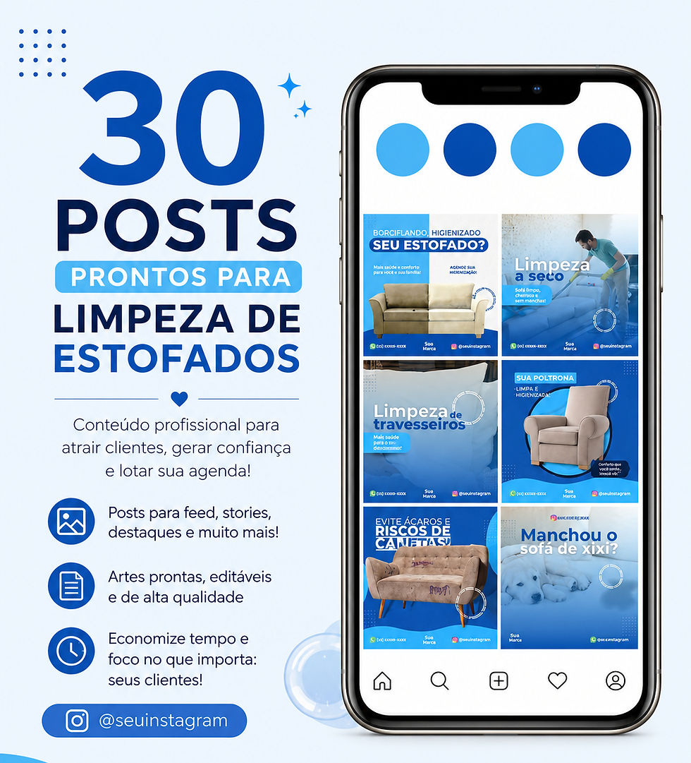 30 posts prontos para higienização de estofados