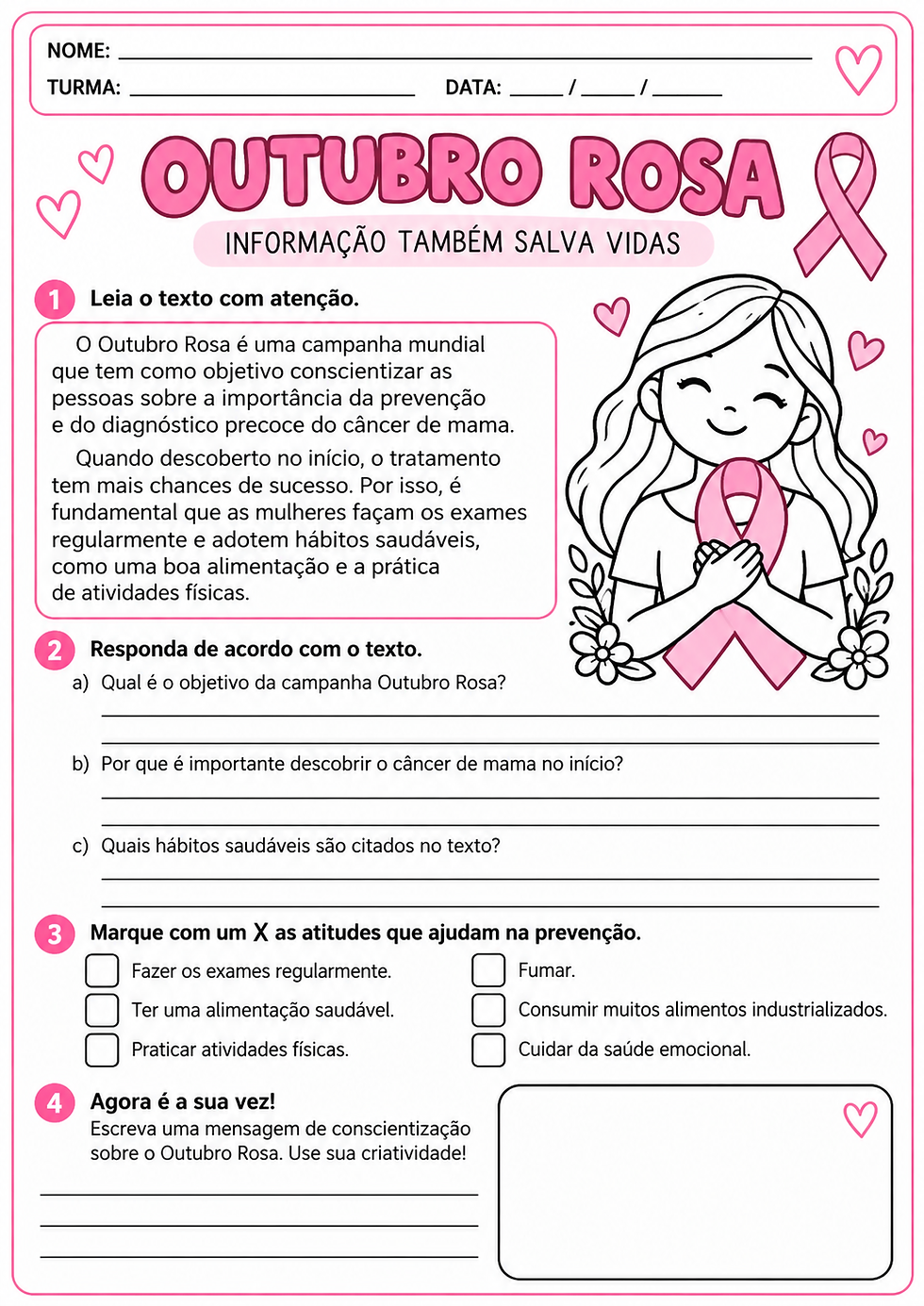Atividade Outubro Rosa