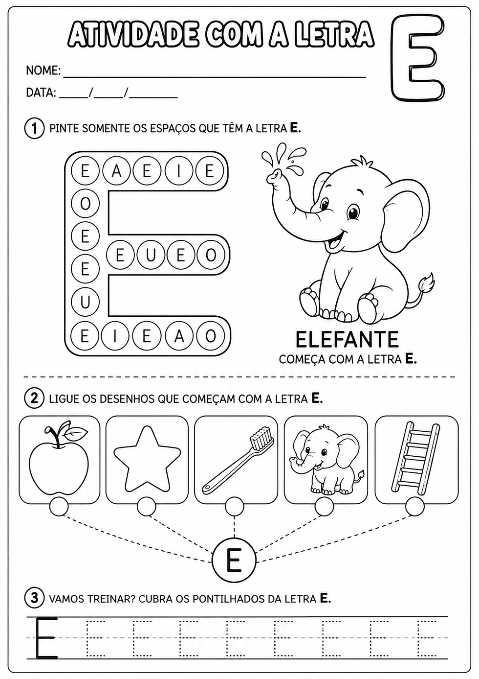 Atividades com a Letra E Educação Infantil