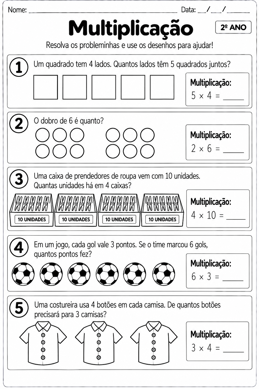 Atividade Multiplicação 2 ano
