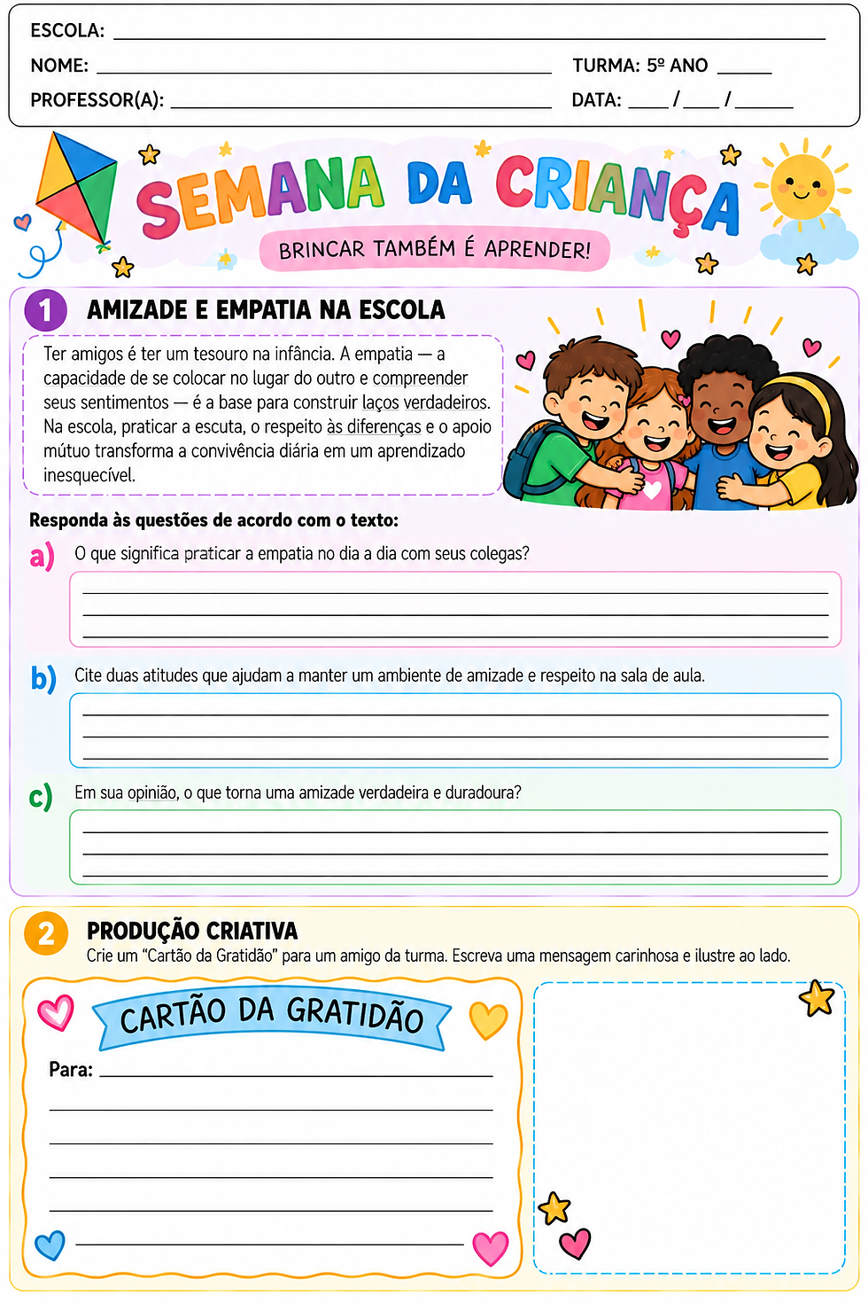 Atividade Dia da Criança 5 ano