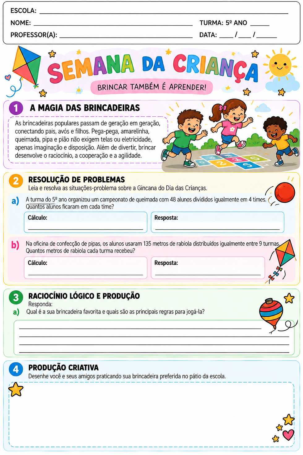 Atividade Dia da Criança 5 ano