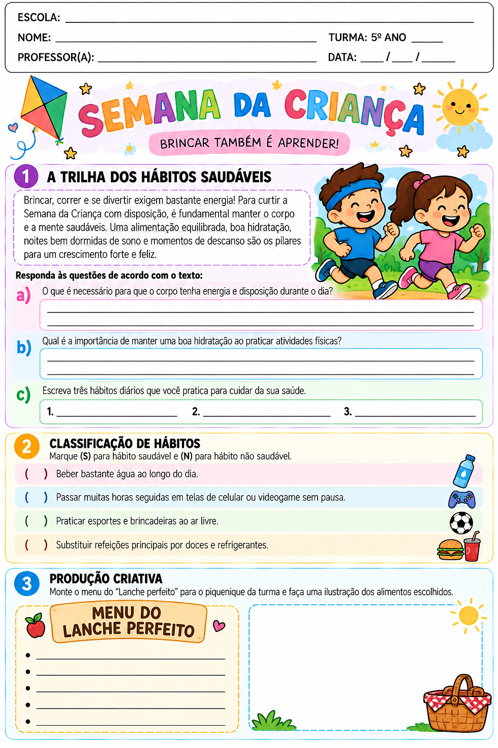 Atividade Dia da Criança 5 ano